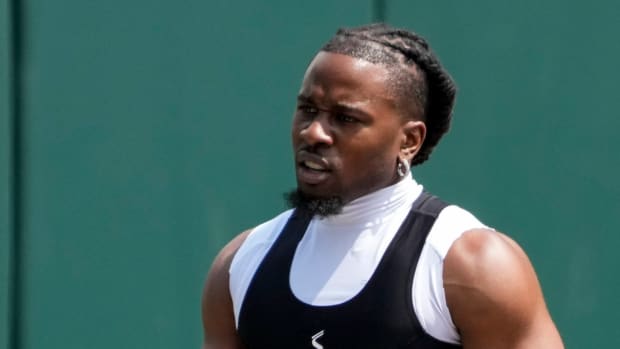 Cincinnati Bengals cornerback Chidobe Awuzie (22) works out on the rehab field during an off-season workout inside Paycor Stadium in downtown Cincinnati on Tuesday, June 13, 2023.